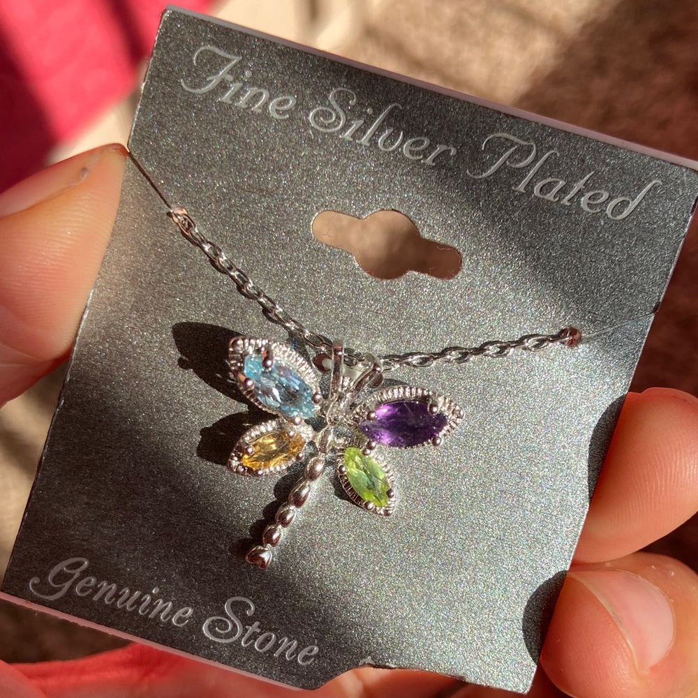 Silver Plated Genuine Stone Necklace